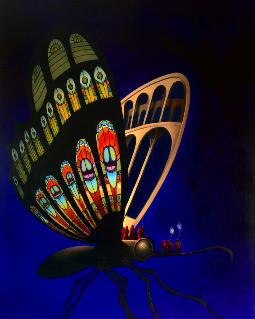 procession of the caterpillars - oilpainting