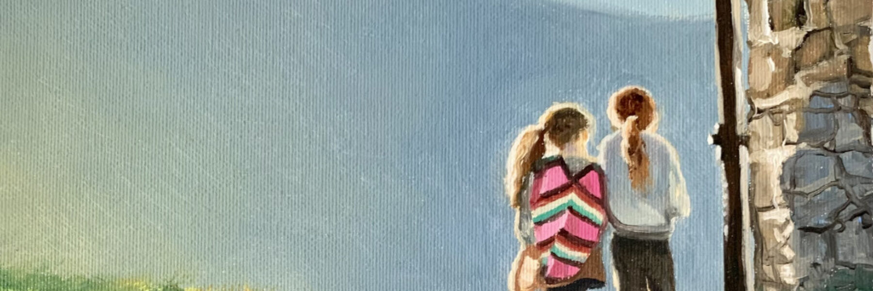 w zussen en een wandeling - olie op paneel