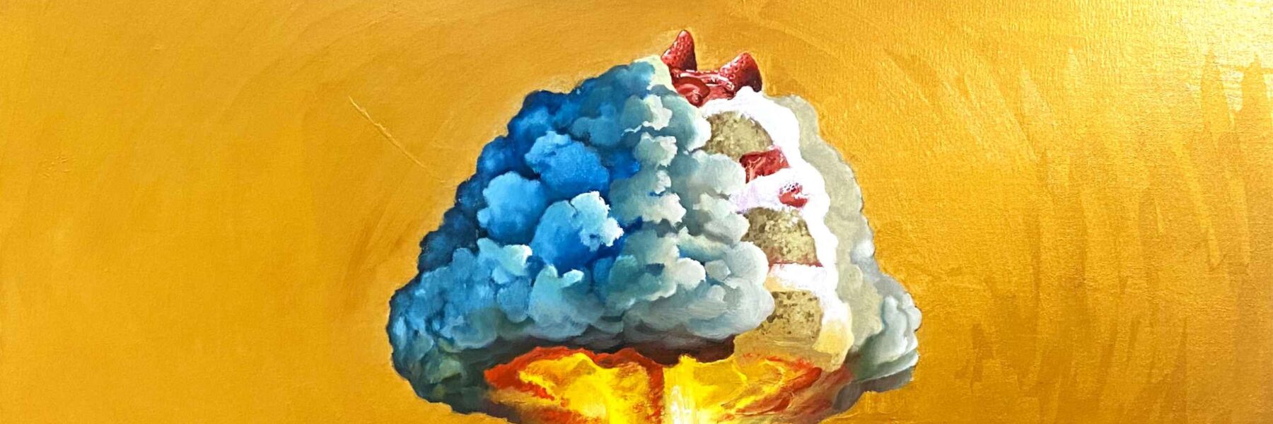 genocide is a piece of cake oil on canvas olie op doek